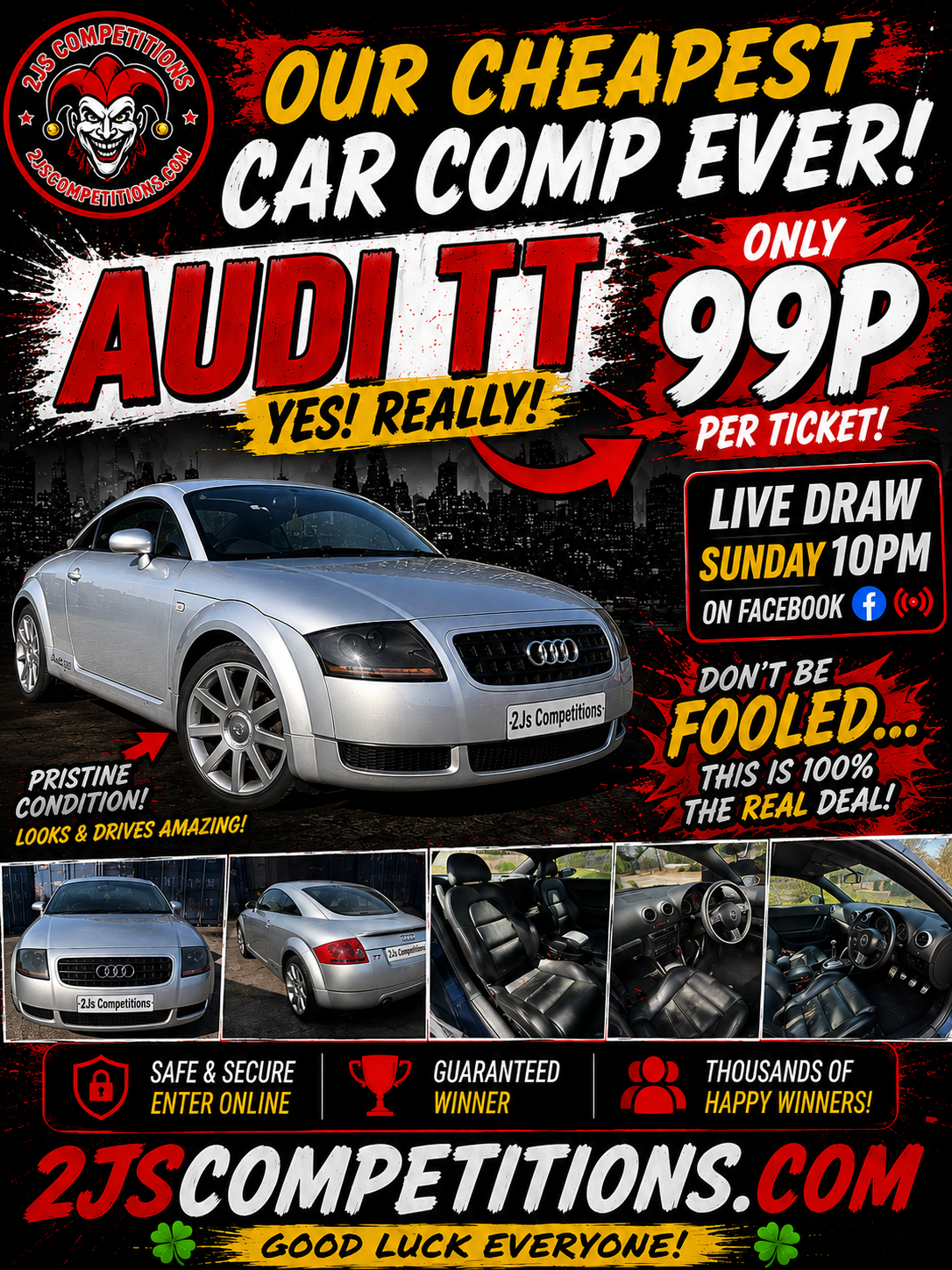 Audi TT Coupe 1.8T Manual | ONLY 99p Per Ticket!