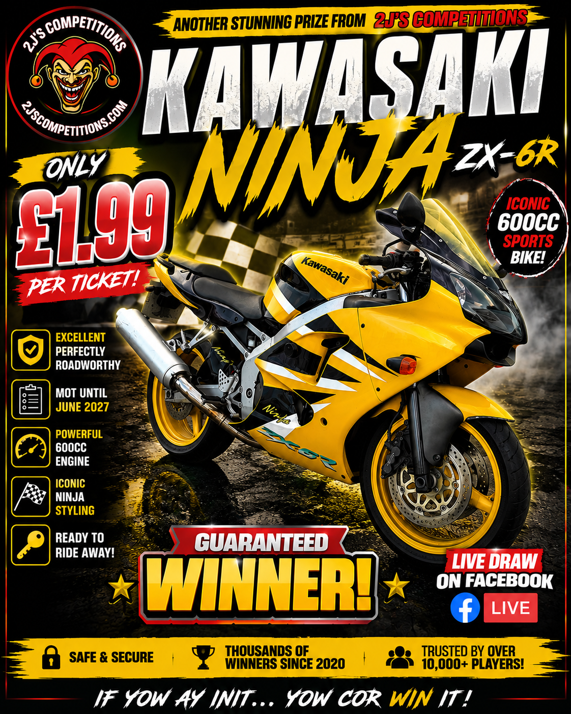 Kawasaki Ninja ZX-6R – Only £1.99 Per Ticket
